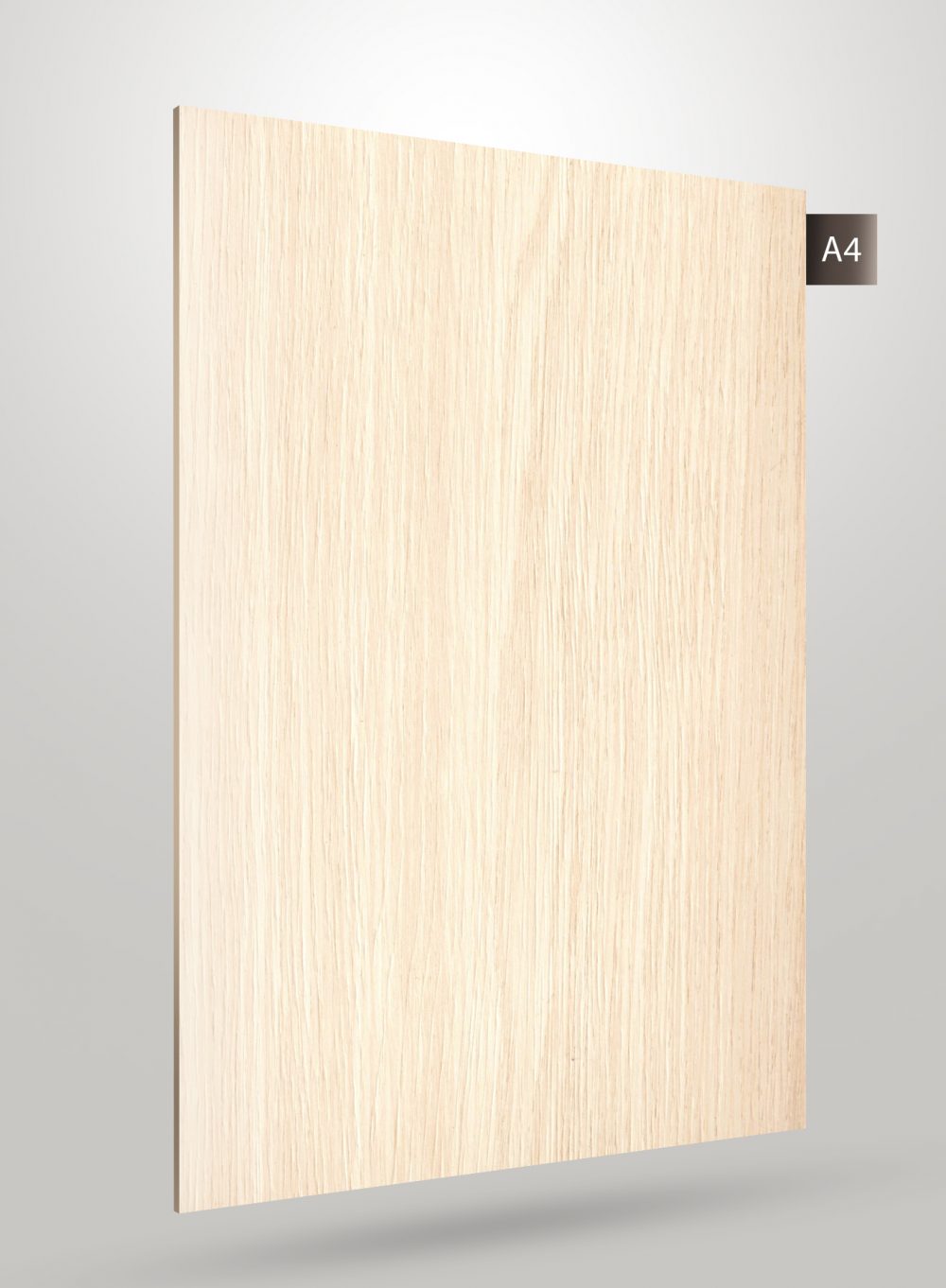 Beige wood grain decorative laminate with matte finish and vertical wood pattern texture.