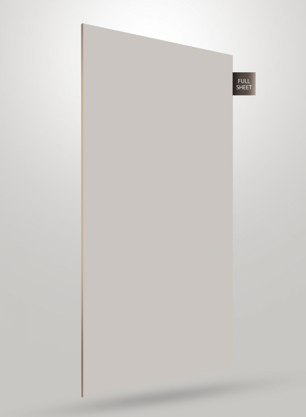 Grey matte laminate sheet with smooth finish and full sheet label displayed on a white background.