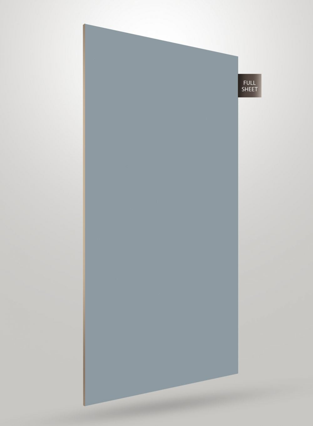 Grey solid colour laminate sheet with matte finish and visible edge, labelled full sheet.