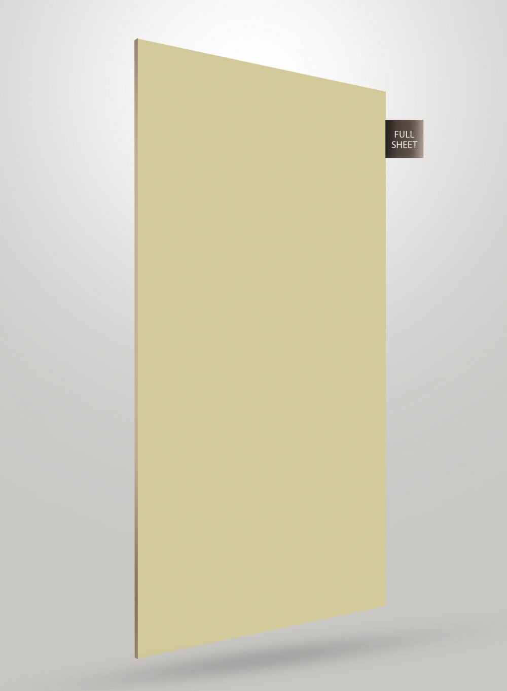 Yellow solid colour laminate sheet with matte finish, full sheet view, flat surface, no pattern or texture visible