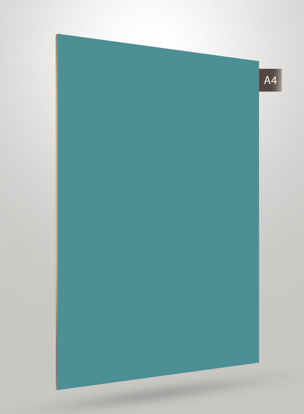 Blue solid colour laminate sheet with matte finish, uniform texture, and flat surface, displayed at an angle.