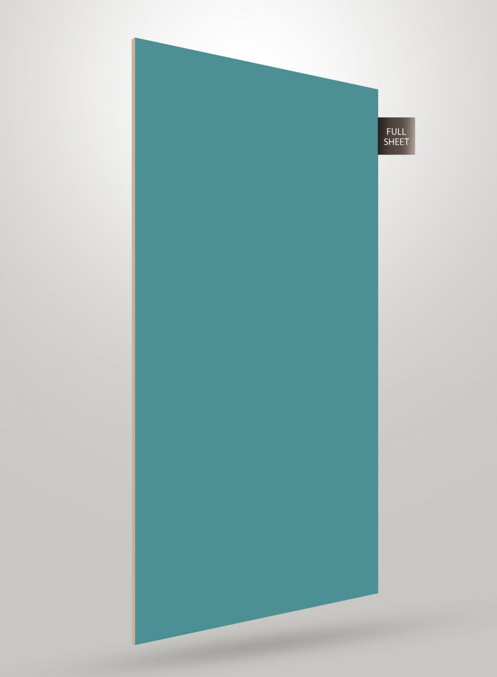 Blue solid colour laminate sheet with matte finish and full sheet label on a grey background.