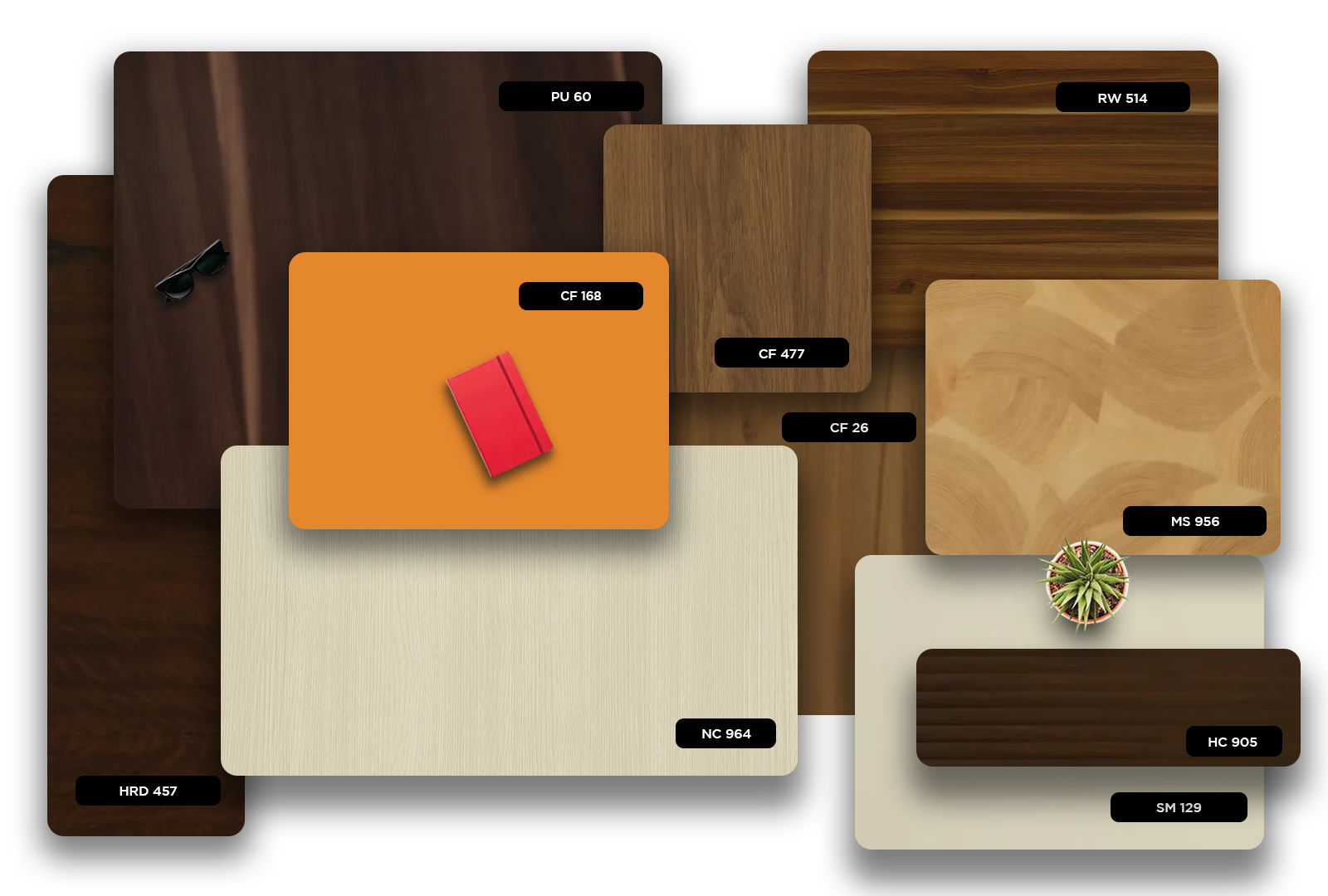 Brown matte solid color laminate sample with subtle texture and flat finish, labeled SM 129.