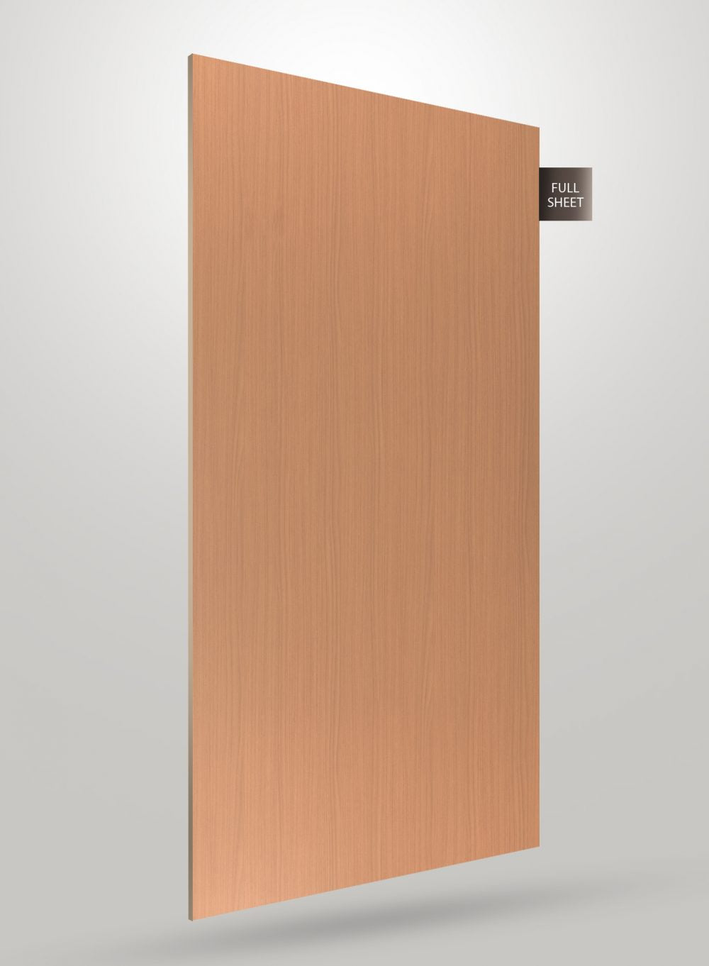 Brown wood grain decorative laminate sheet with matte finish and visible wood texture, labeled full sheet.