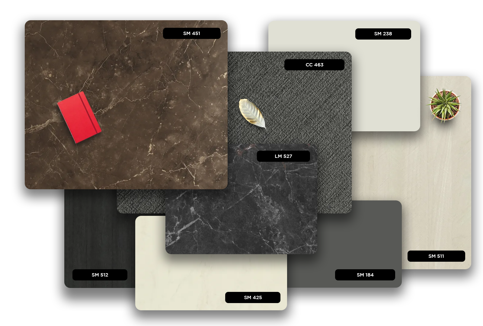 Brown matte laminate sheet with uniform colour and smooth texture, labelled SM 184, part of a decorative laminate collection.