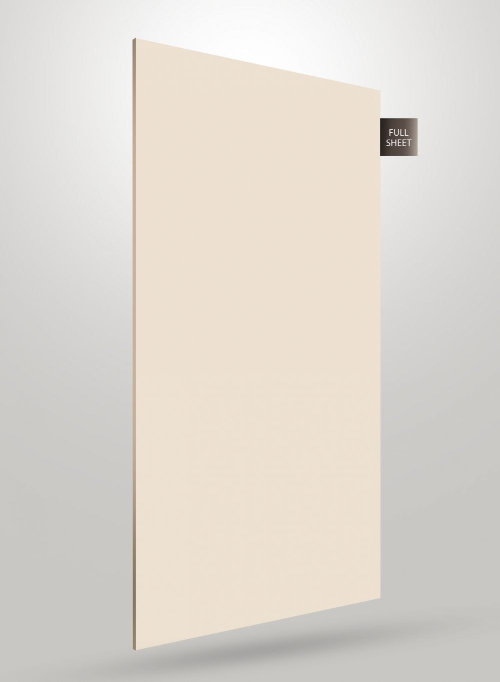 Beige solid laminate sheet with matte finish and full sheet label on a grey background.