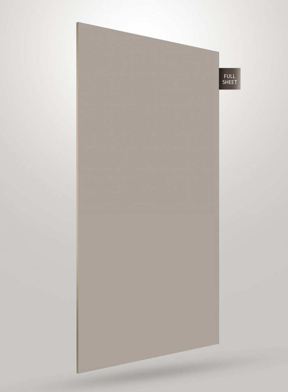 Grey matte laminate sheet with plain finish and smooth texture displayed as full sheet against a light grey background.