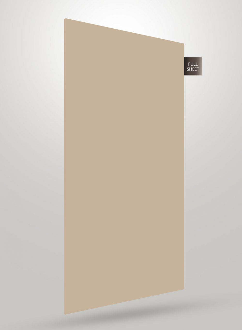 Beige solid colour laminate sheet with matte finish and full sheet label on a white background.