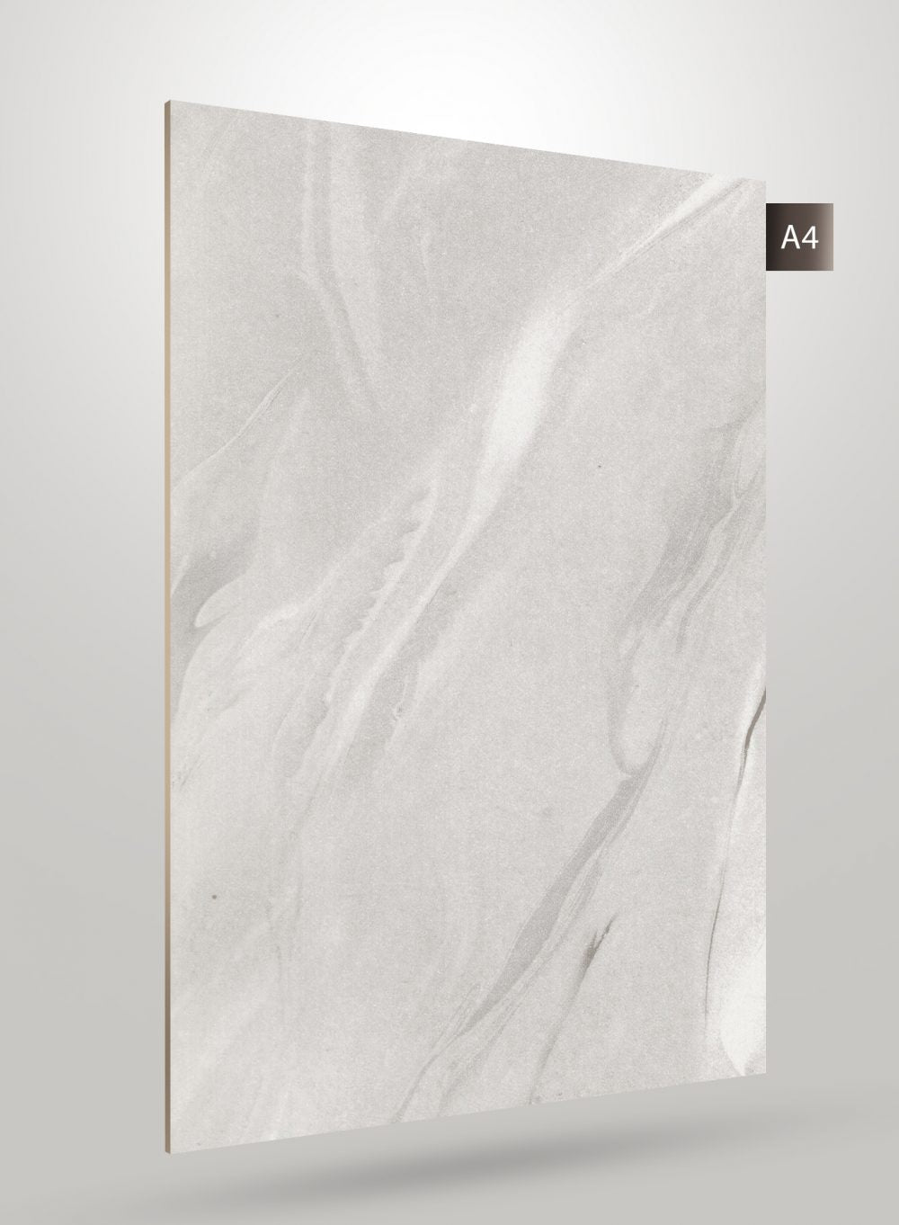 Matte marble laminate sheet with grey and white veining pattern and subtle texture
