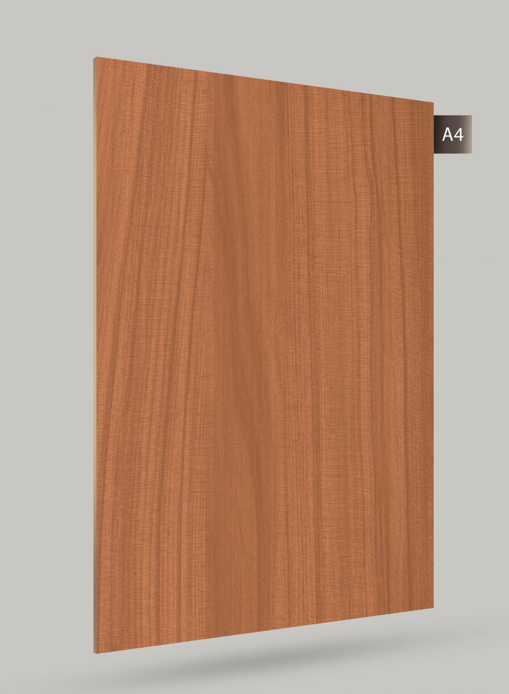 Brown wood grain decorative laminate with matte finish and textured surface, showing wood pattern and subtle grain details.