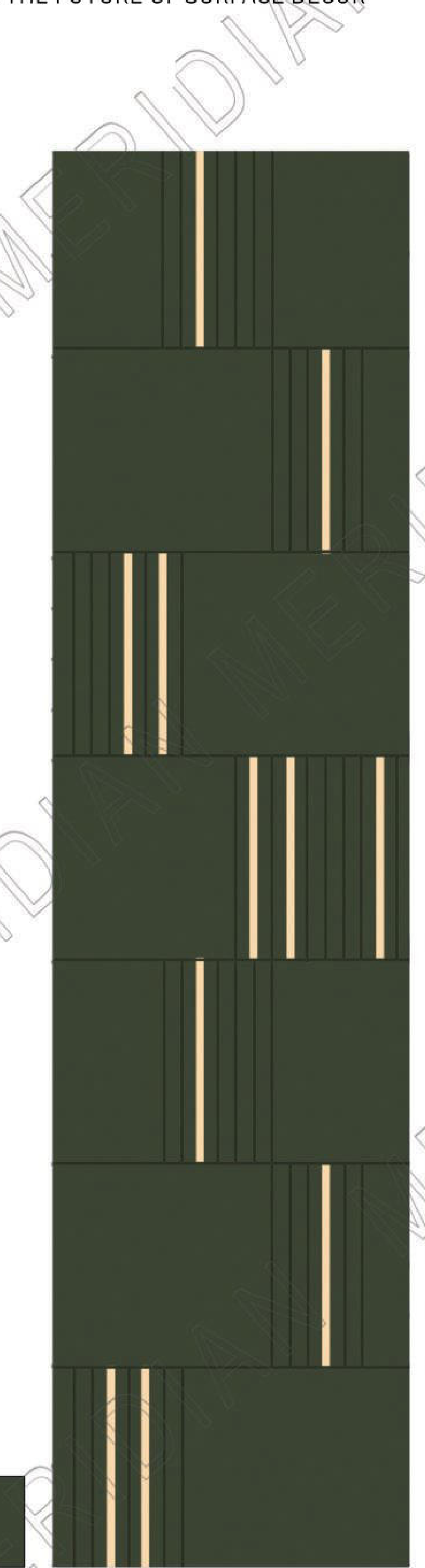 Meridian Spectre II MEM 948/835 in Forest Green, stacked blocks with vertical bar inlay wall panel