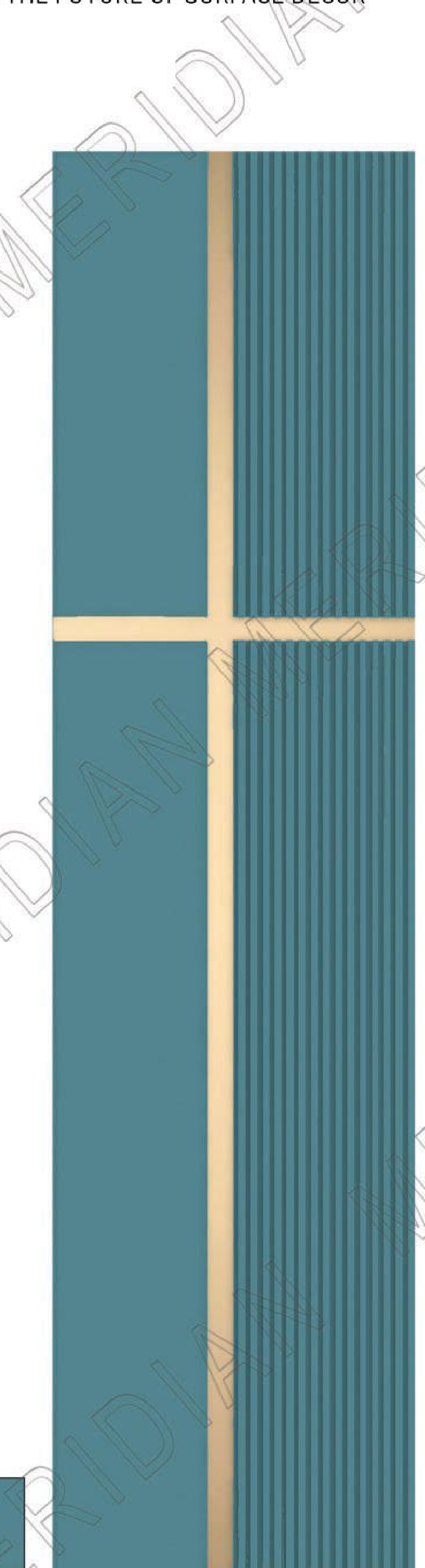 Meridian Spectre II MEM 990/861 in Teal, vertical reeding with slim cross inlay wall panel