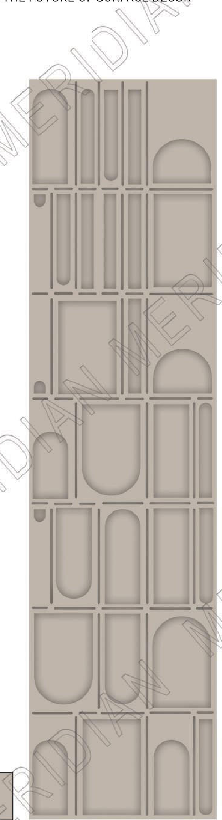 Meridian Spectre II REM 943/804 in Greige, mixed arch and rectangle blocks wall panel