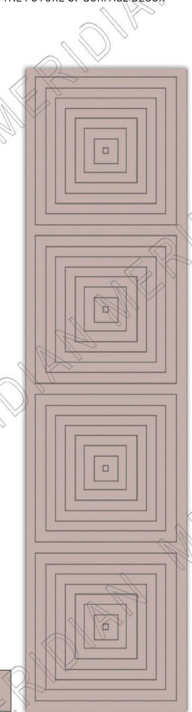 Meridian Spectre II REM 975/865 in Dusty Rose, concentric square labyrinth blocks wall panel
