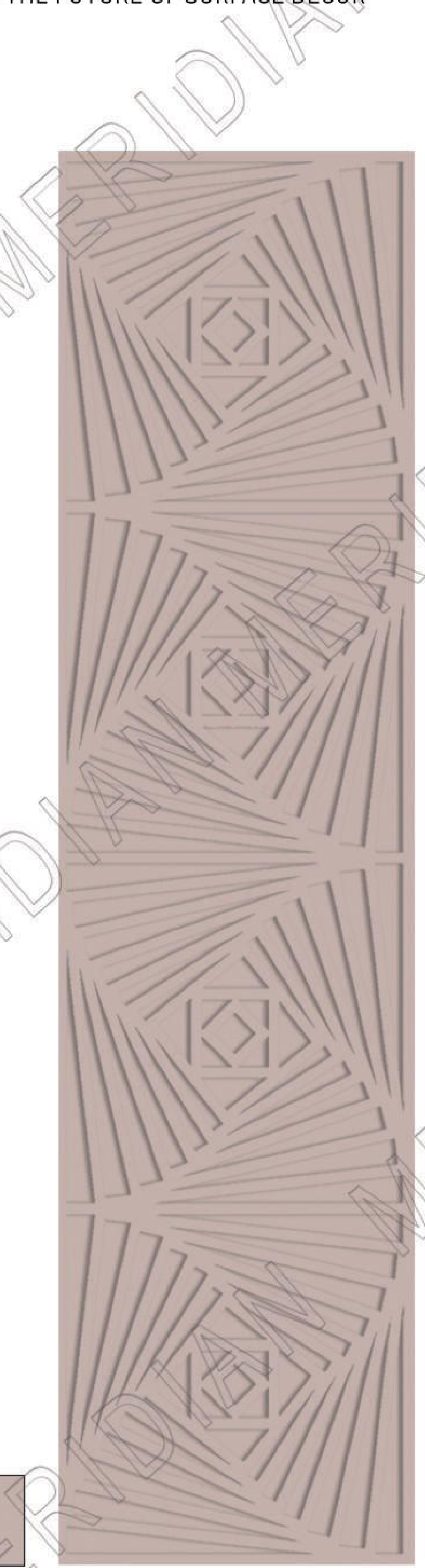 Meridian Spectre II REM 982/865 in Dusty Rose, diagonal ray and diamond relief wall panel