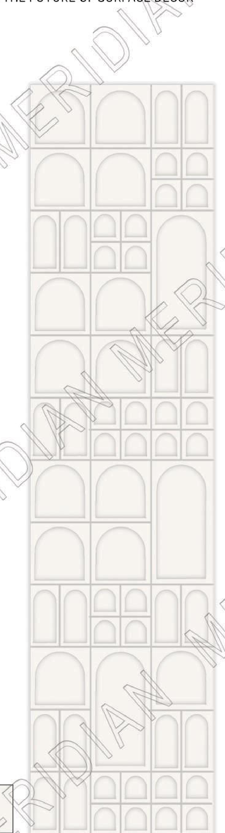 Meridian Spectre II REM 983/811 in Pearl White, arch and capsule block relief wall panel