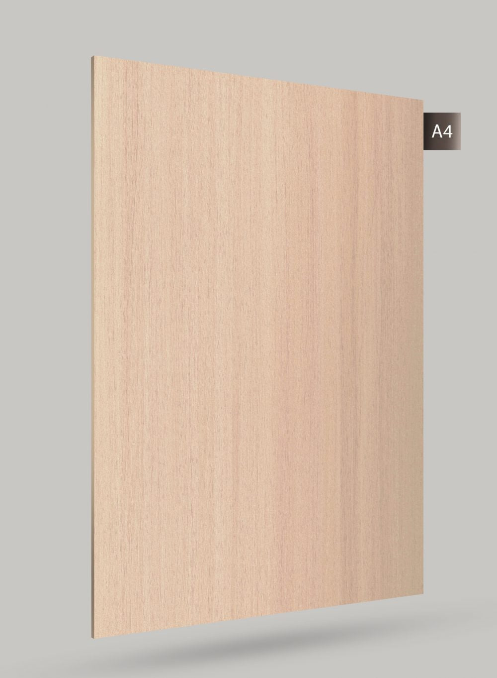 Beige wood grain laminate with matte finish and visible wood texture, decorative laminate sheet for interior use.
