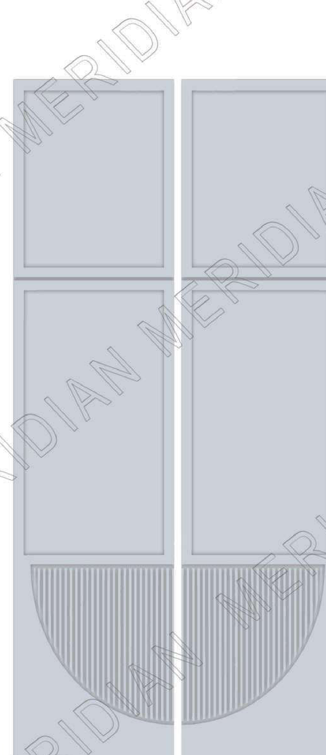 Meridian Spectre Wardrobe WP-212 in Steel Blue, sweeping arc and half-circle relief panel