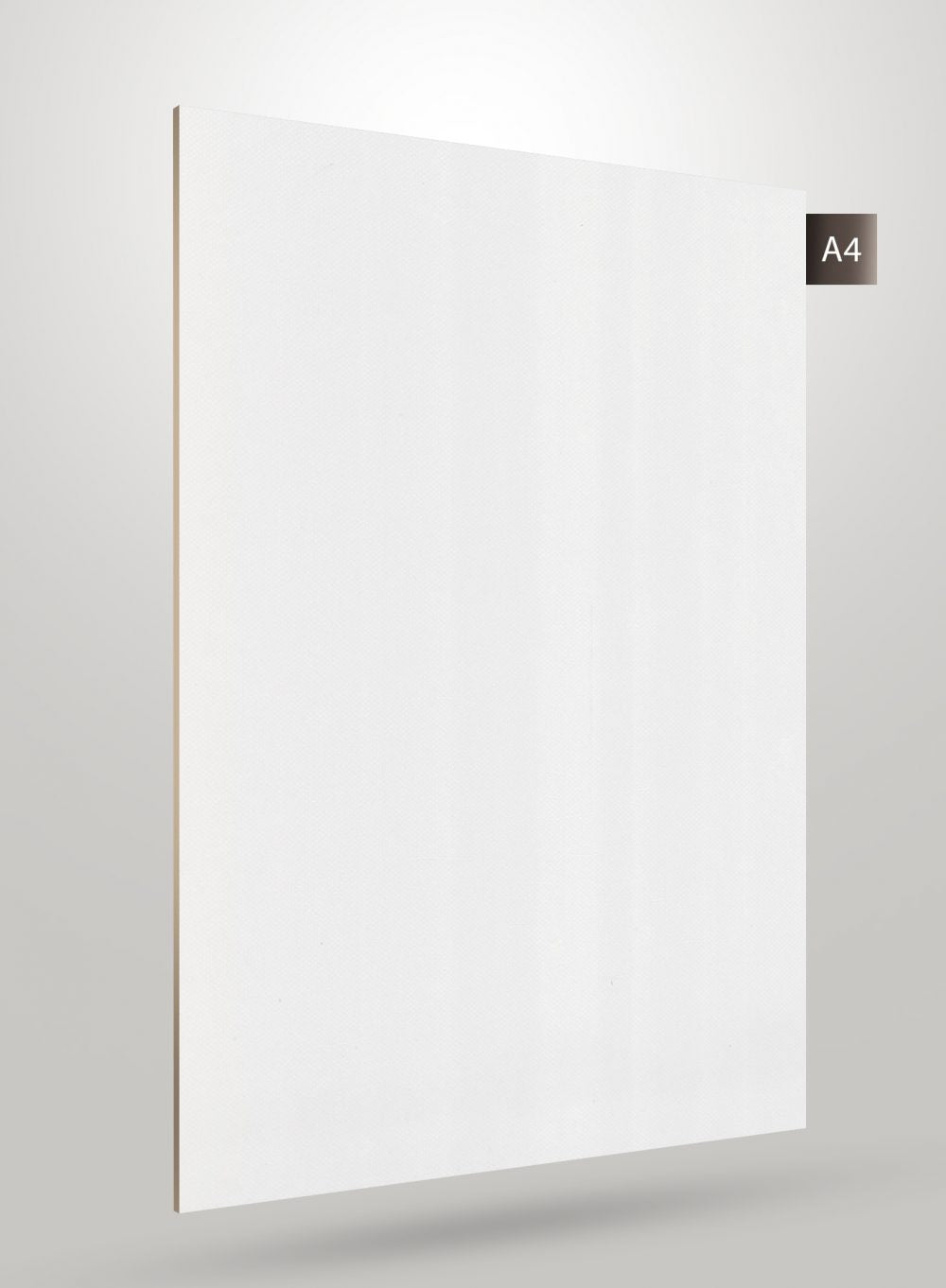Matte white decorative laminate sheet with textured finish and visible edge, labeled A4.