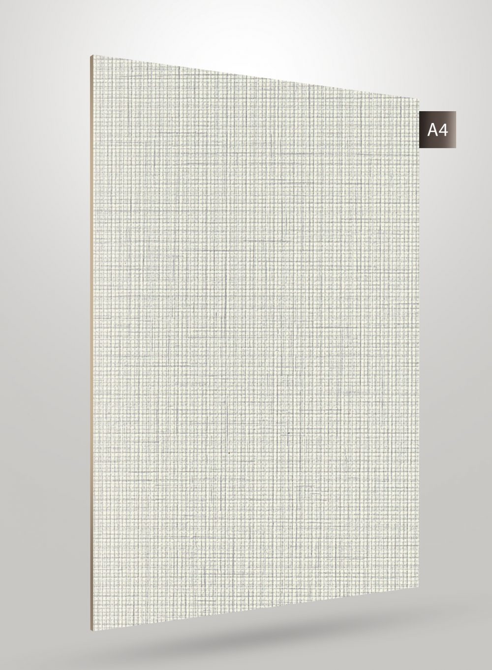 Multi-coloured grid patterned laminate with matte finish and textured surface, displayed on a grey background with subtle