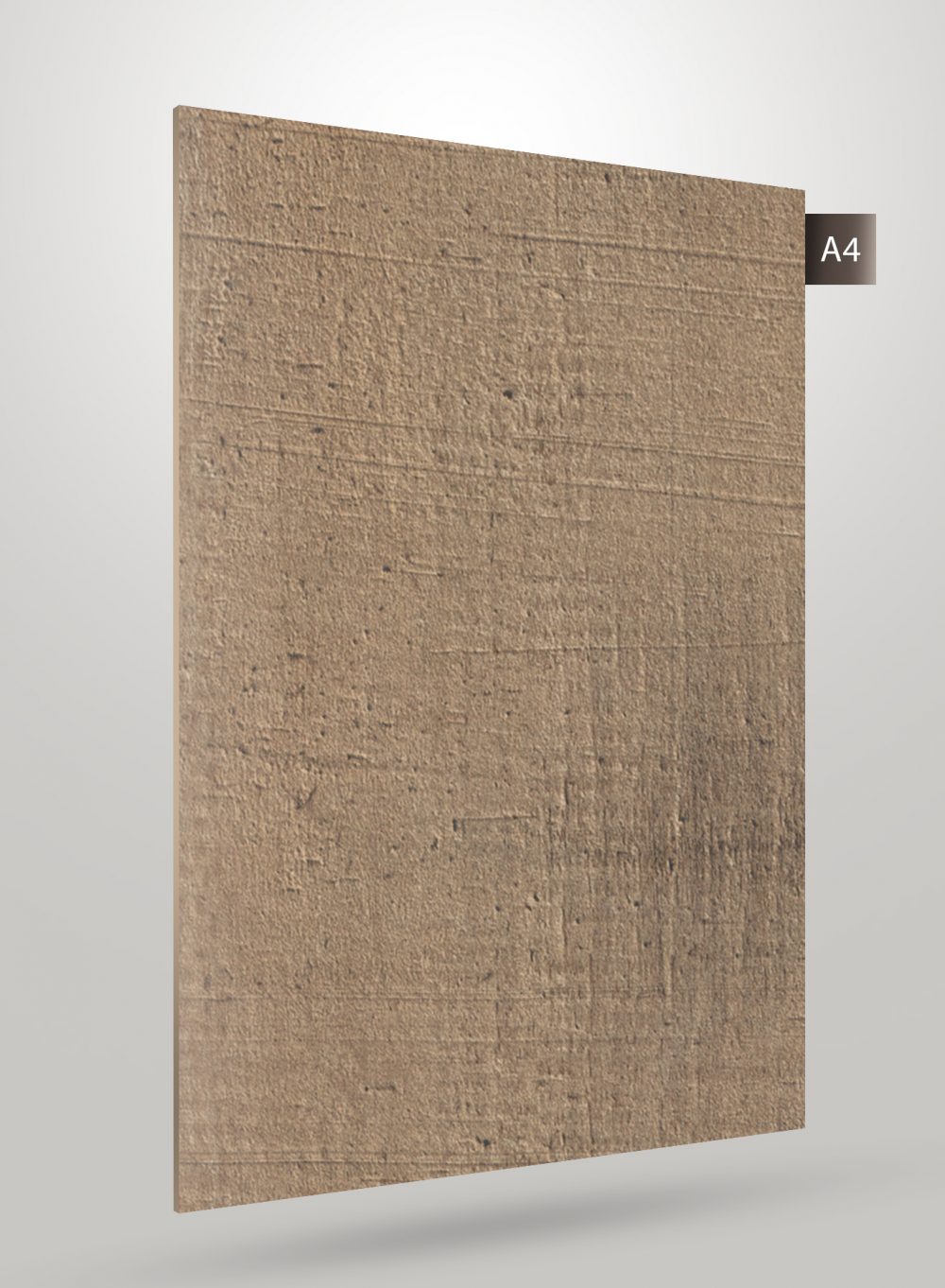 Beige matte laminate with textured surface and subtle imperfections, showing a solid color finish and rough texture.