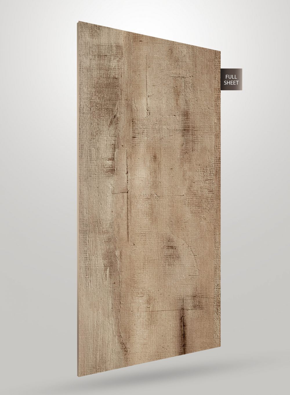 Beige solid colour laminate with textured finish and rough edges, labelled full sheet on a white background
