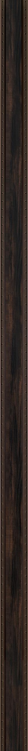 Brown wood grain louver panel with textured finish and visible wood pattern and rivets on edges