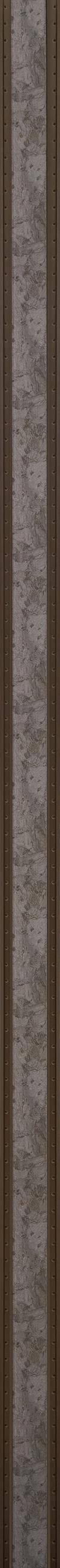 Wood tone louver panel with textured finish and wood grain pattern on slats and rivets on edges