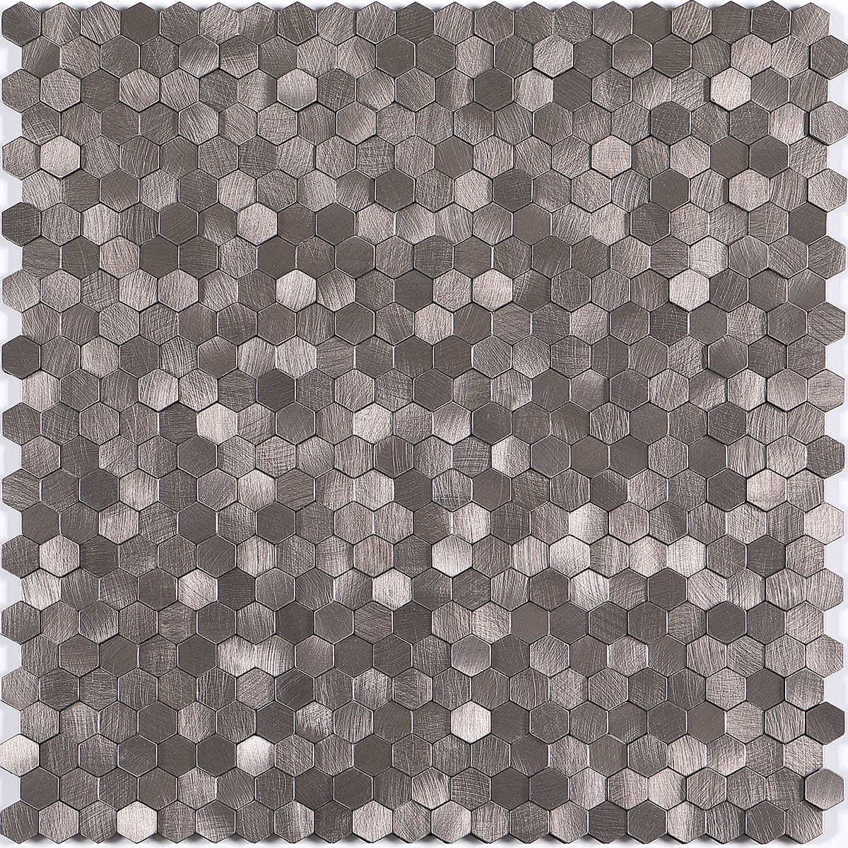 Silver metallic louver panel with textured hexagonal pattern and brushed finish.