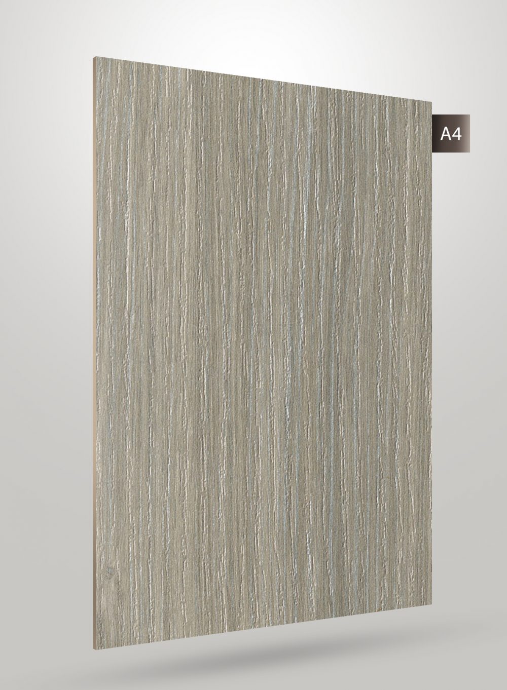 Multi-coloured wood grain laminate with textured finish and vertical pattern, displayed on a light grey background with code