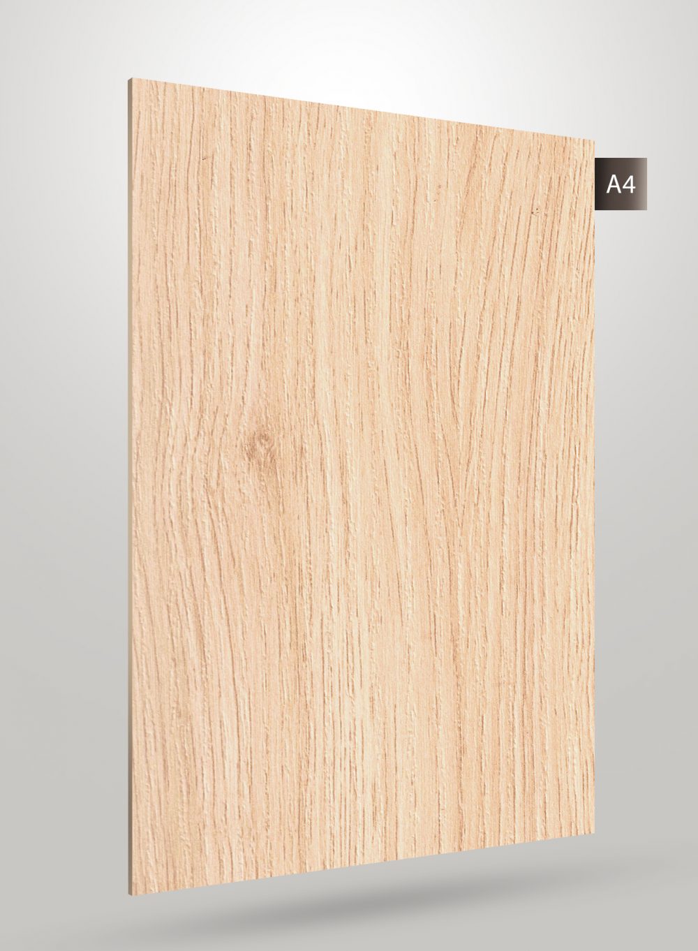Light wood grain decorative laminate with matte finish and vertical wood pattern texture.