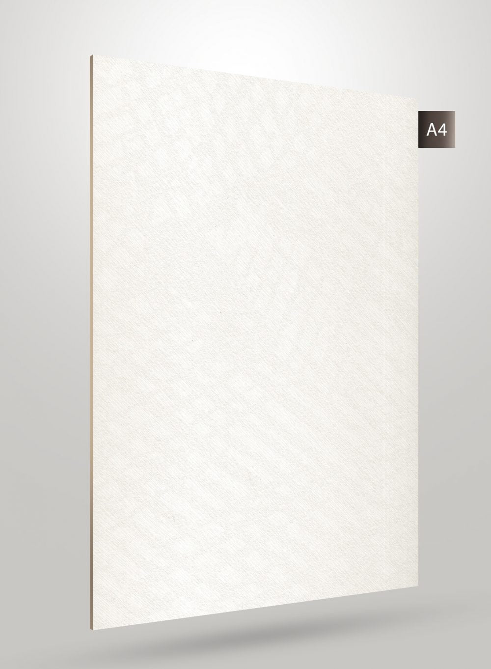 Matte white laminate sheet with textured finish and subtle pattern, displaying edge profile and smooth surface.