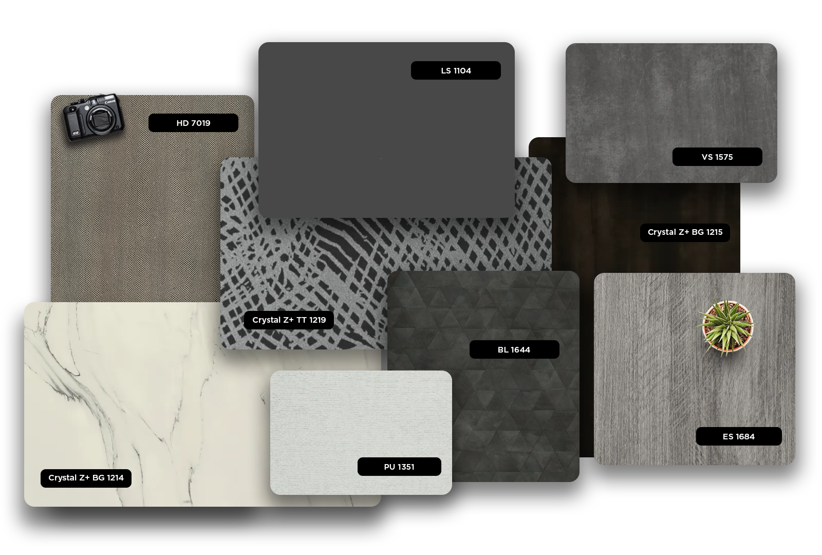 Grey patterned laminate with matte finish and geometric design, showcasing texture and visual detail in decorative interior