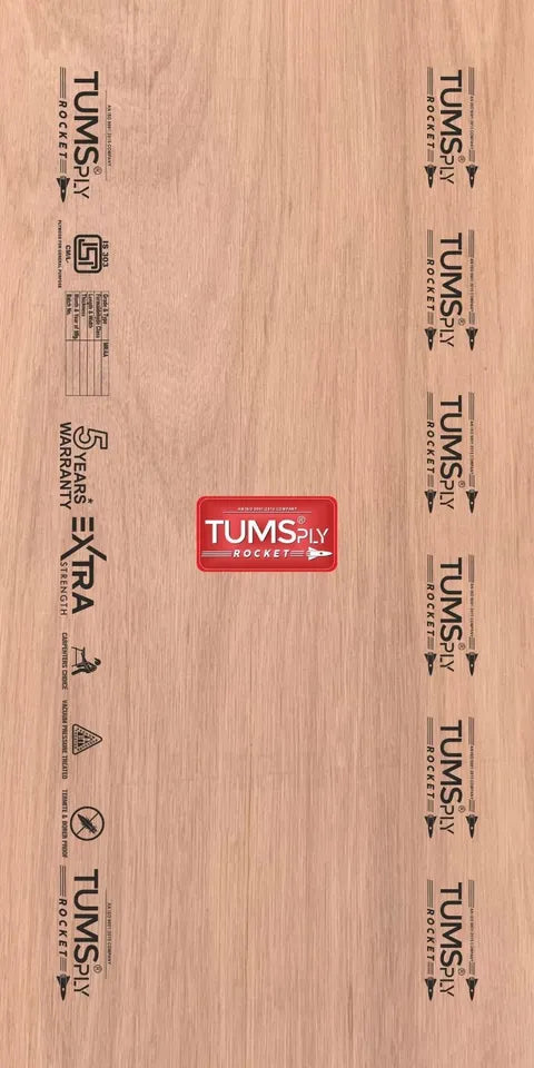 TumsPly Rocket 8 ft. x 4 ft. 16 mm MR Plywood Brown Wood Natural Veneer - TumsPly