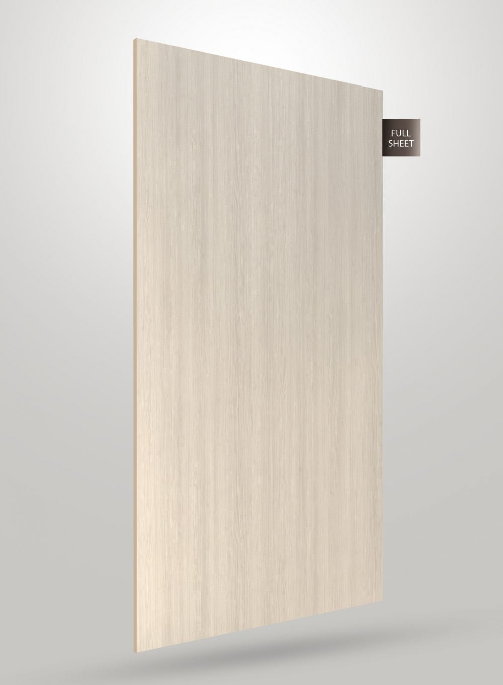 Beige wood grain decorative laminate sheet with matte finish and visible wood texture displayed as full sheet.