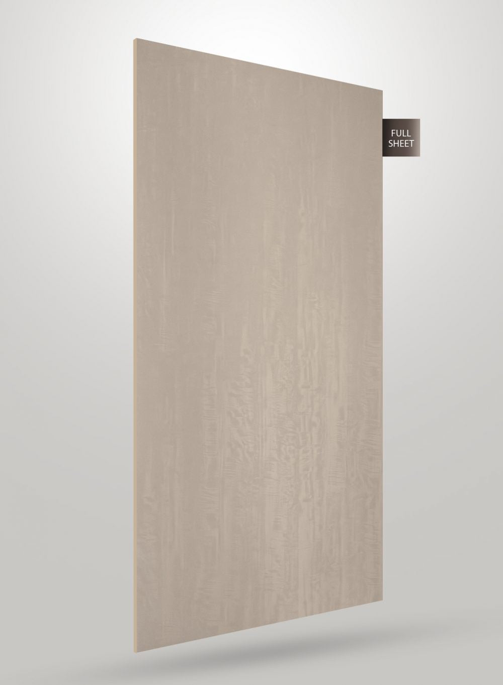Beige matte laminate sheet with subtle texture and vertical grain pattern, labelled full sheet.