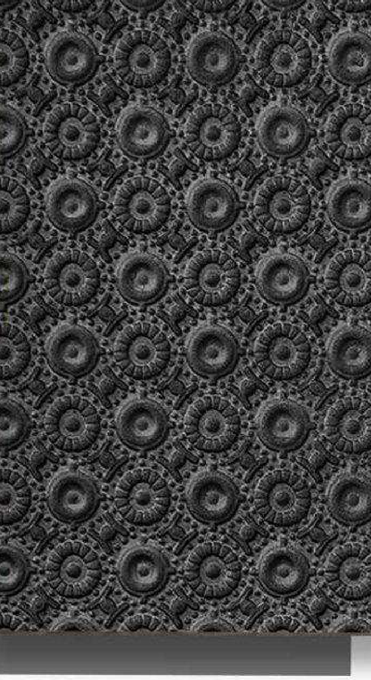Meridian Velvet Verve Decoriss DM20 in Charcoal Black, concentric medallion dots