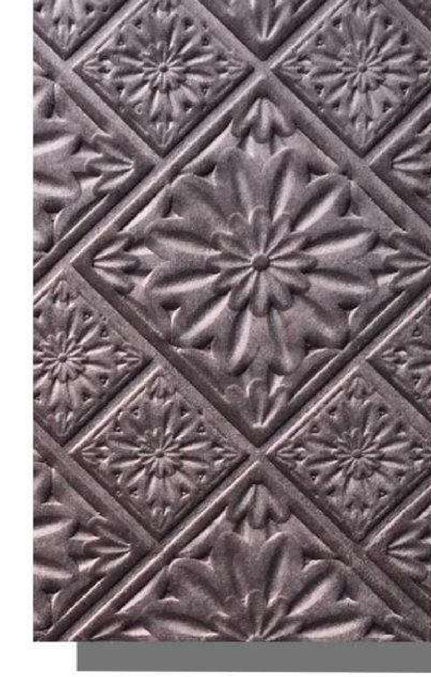 Meridian Velvet Verve Milan 28 in Rose Taupe, ornate floral tin-tile relief