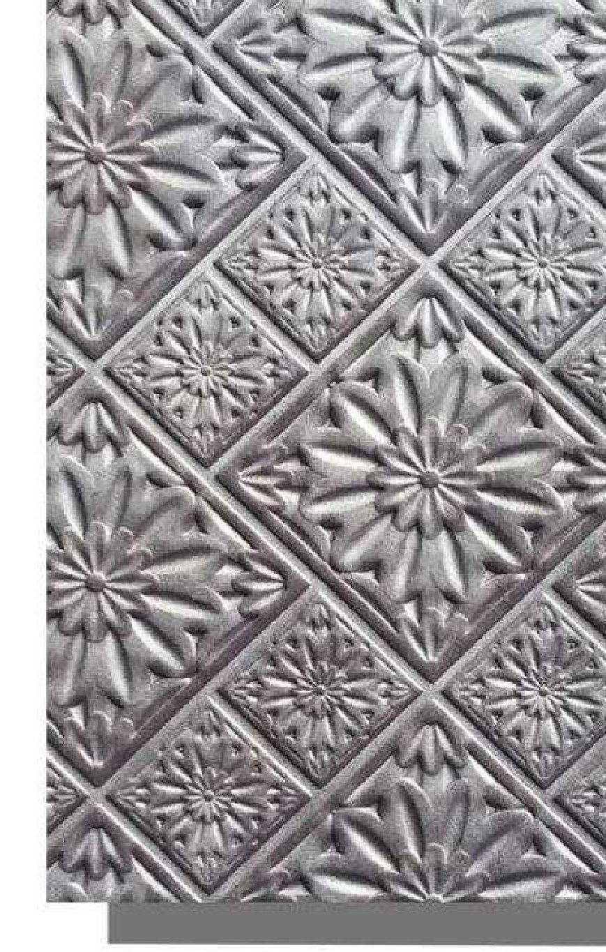 Meridian Velvet Verve Milan 35 in Deep Mauve, ornate floral tin-tile relief
