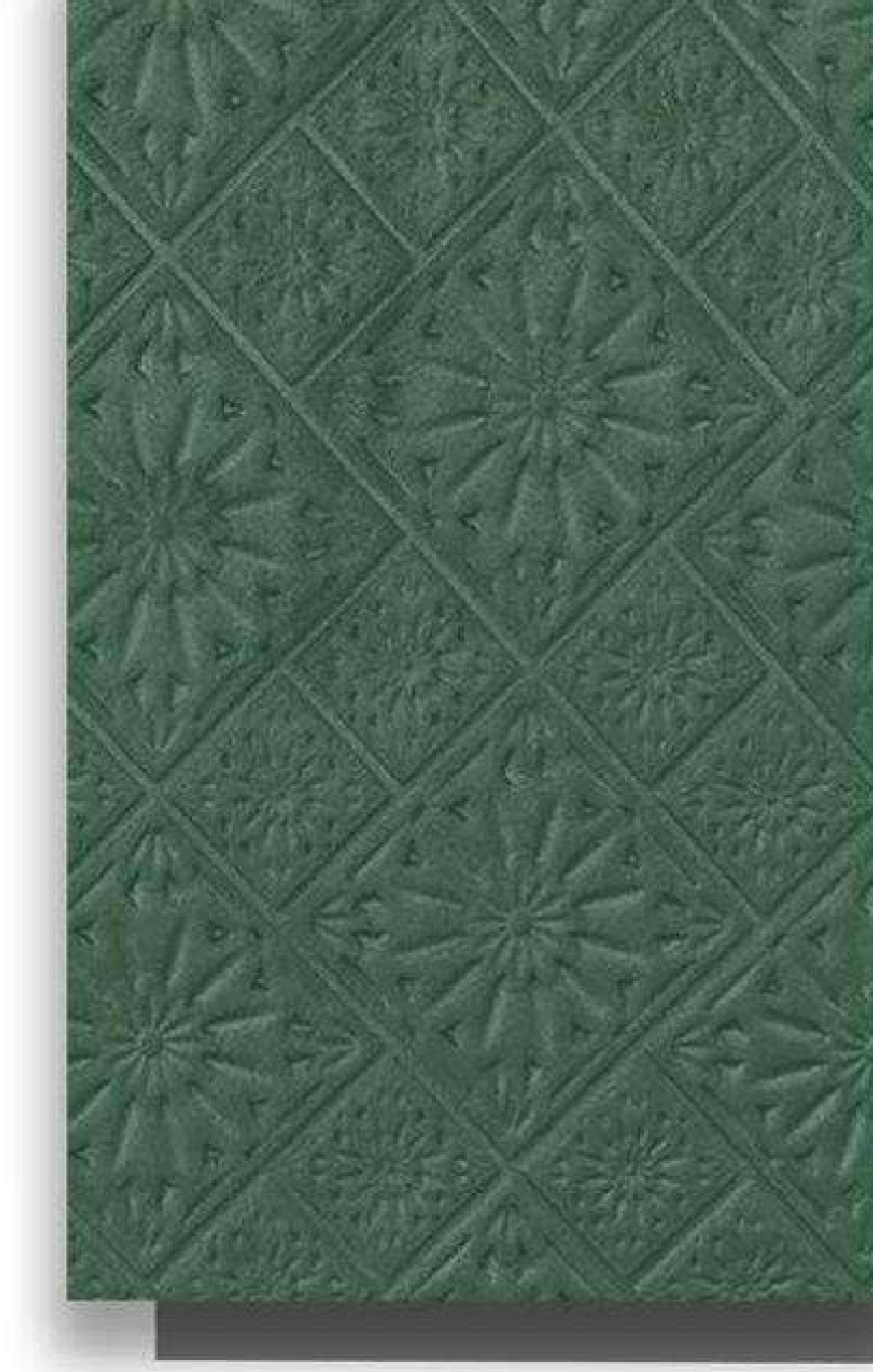 Meridian Velvet Verve Milan DM17 in Forest Green, ornate floral tin-tile relief