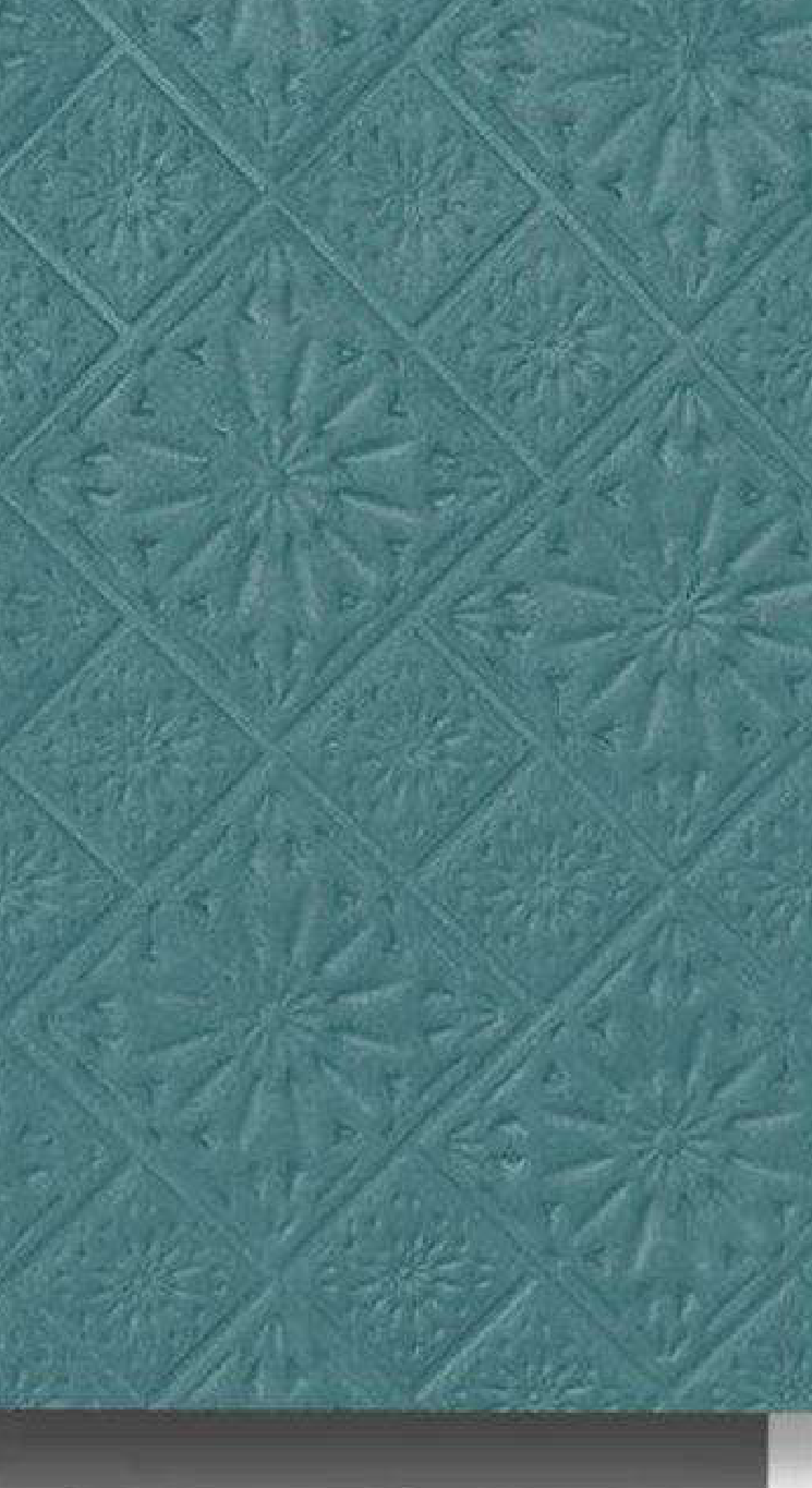 Meridian Velvet Verve Milan DM18 in Teal, ornate floral tin-tile relief