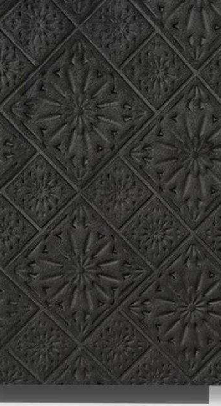 Meridian Velvet Verve Milan DM20 in Charcoal Black, ornate floral tin-tile relief