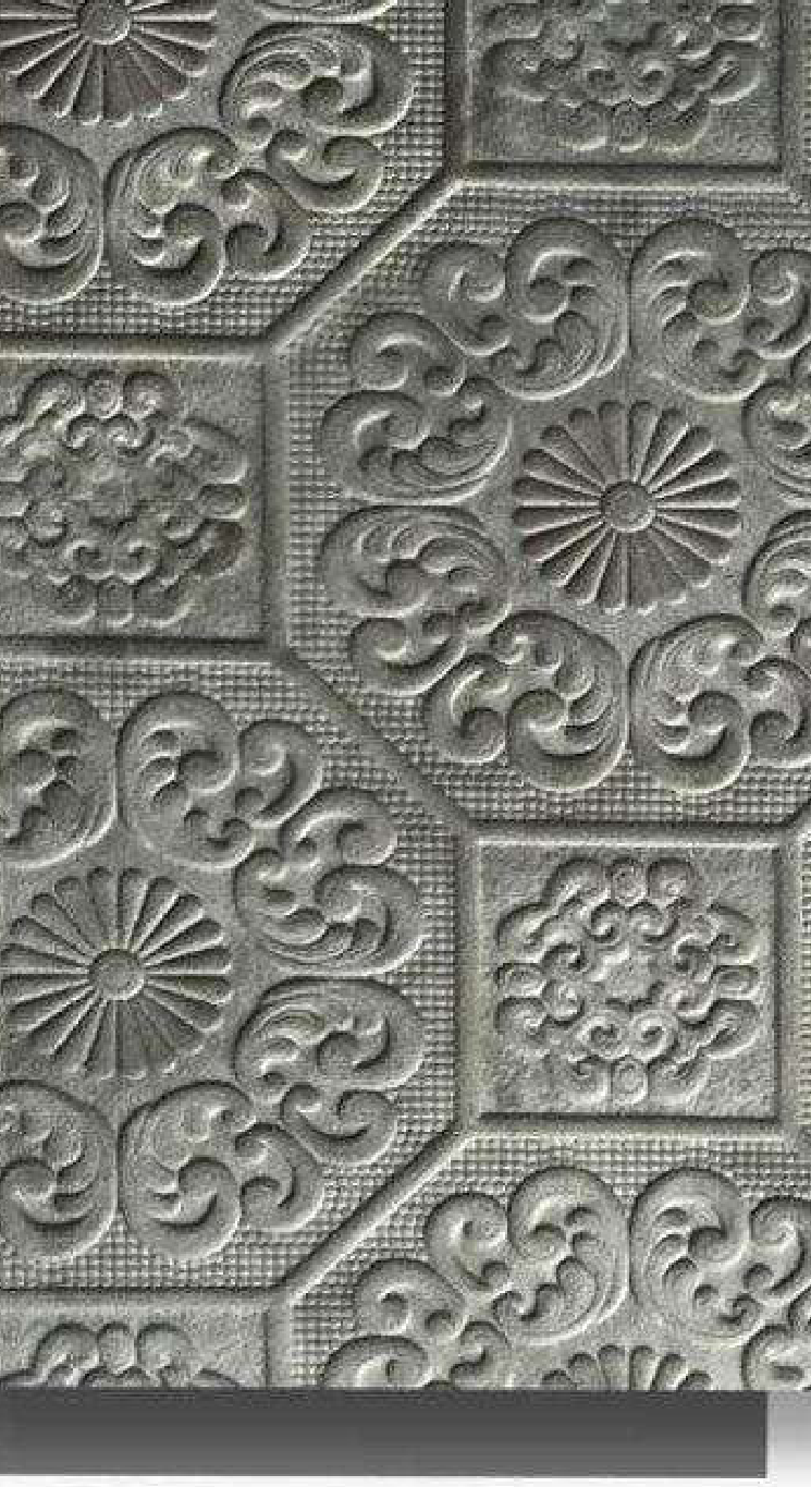Meridian Velvet Verve Persian 07 in Stone Grey, ornate Persian medallion relief