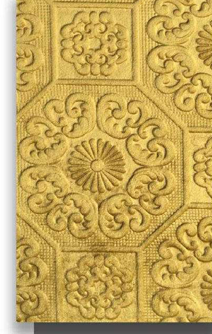 Meridian Velvet Verve Persian 11 in Mustard Gold, ornate Persian medallion relief