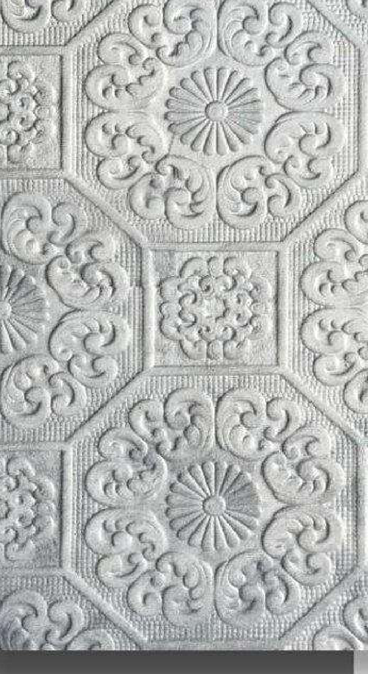 Meridian Velvet Verve Persian 27 in Silver Grey, ornate Persian medallion relief