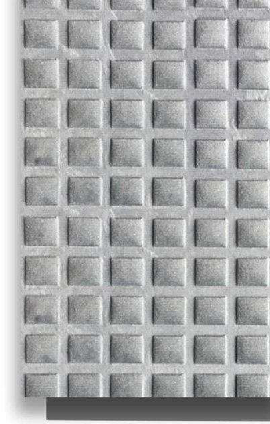Meridian Velvet Verve Square 27 in Silver Grey, deep square coffer grid