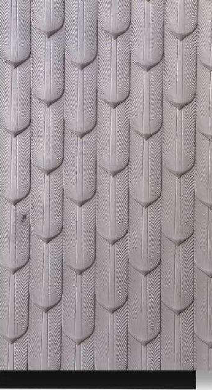 Meridian Velvet Verve Venice 28 in Rose Taupe, scalloped fan-scale relief