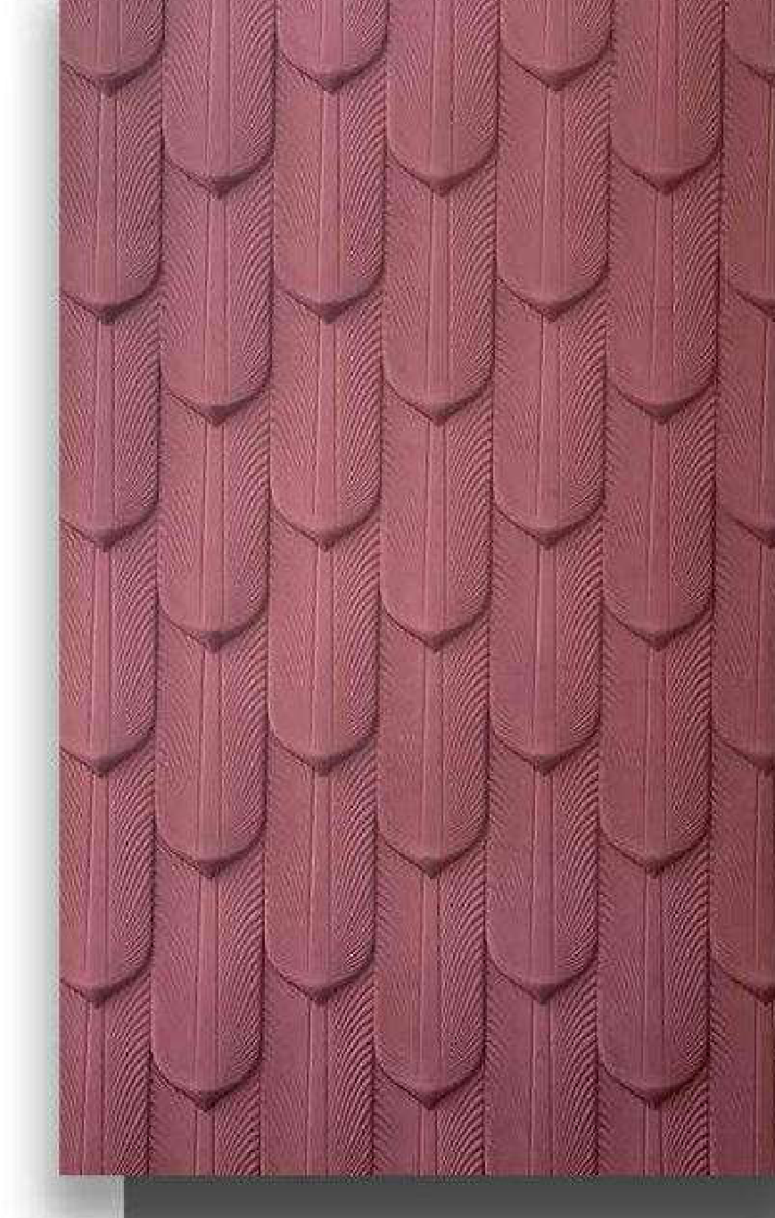 Meridian Velvet Verve Venice 32 in Deep Burgundy, scalloped fan-scale relief
