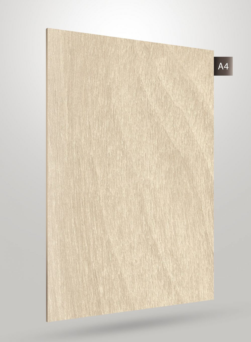 Beige wood grain laminate with matte finish and visible texture, displayed on a grey gradient background with code label.