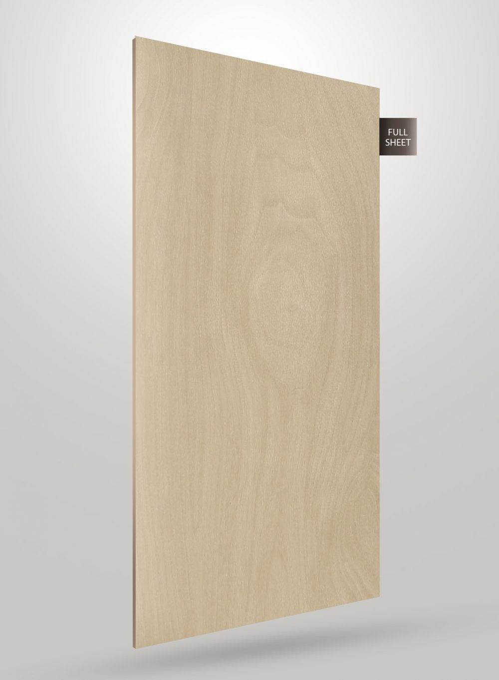 Beige wood grain decorative laminate sheet with matte finish and visible wood texture, labeled full sheet.